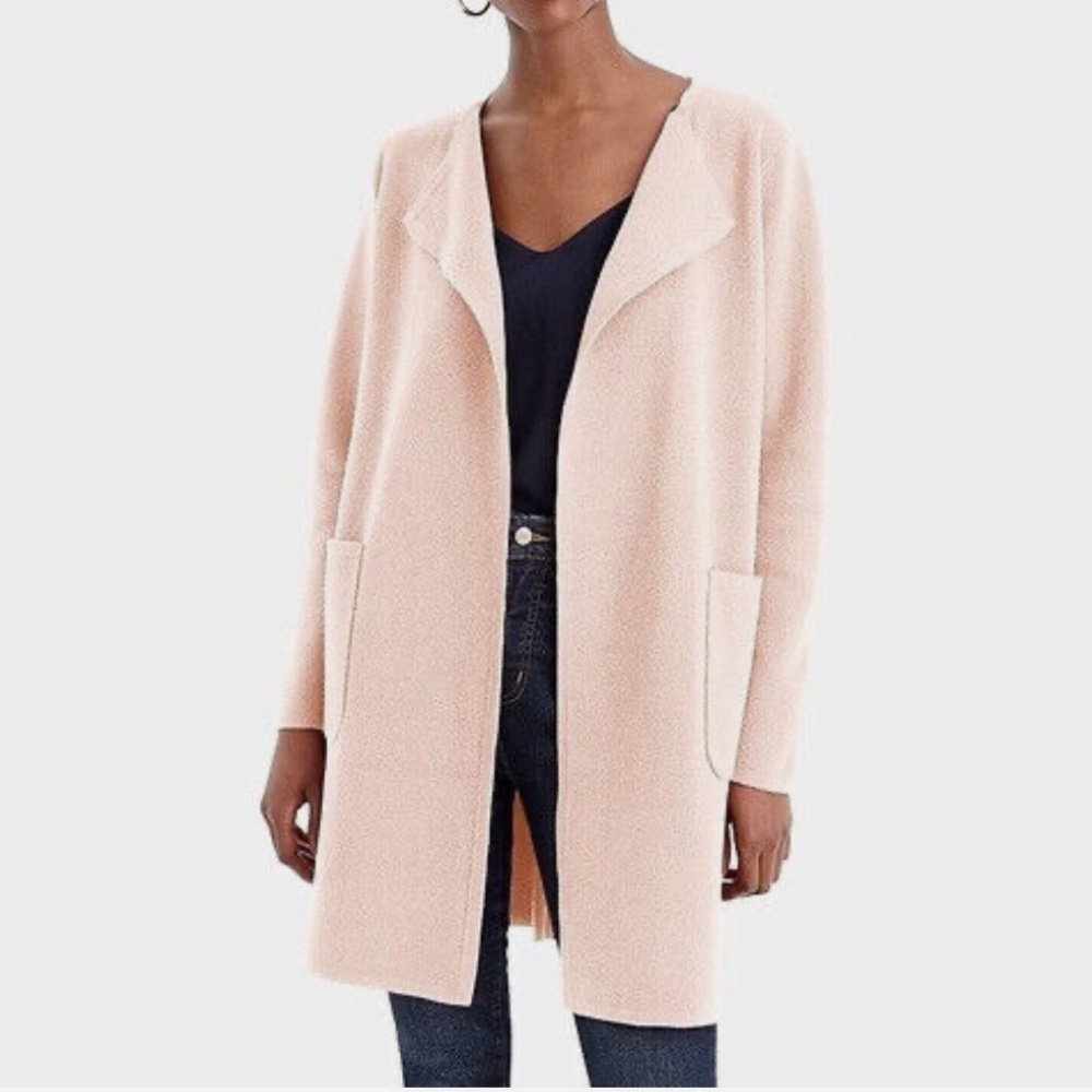 J. Crew Pink 265 Juliette Collarless Sweater Blazer Baby Pink sz M
